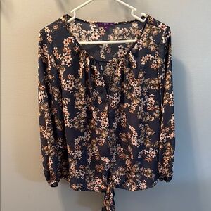 West Kei Pink and Orange Tie Front Blouse